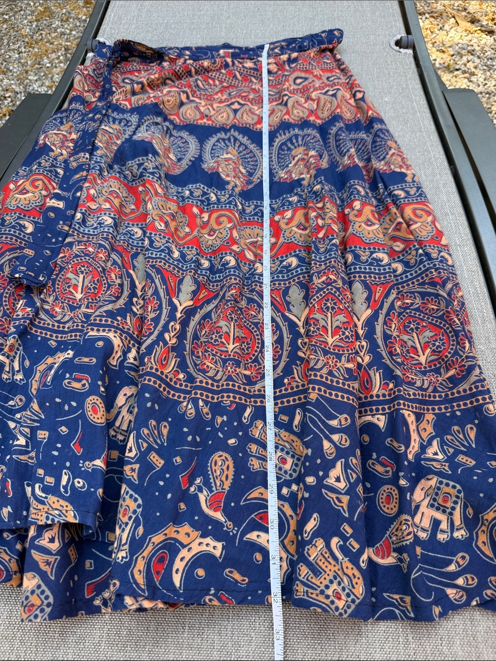 Paisley A-Line Midi Skirt in Navy and Red - Picture 3 of 5